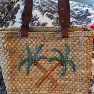 tropical palm tree 'SPRING BREAK' woven bag.
