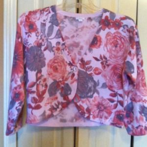 Light weight pink floral shrug.