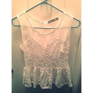 Reserved sheer white lace top