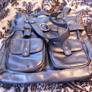 lg gray metallic beautiful bag. 16" wide  16" deep