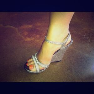 Glitter Wedges with Crystal Straps!