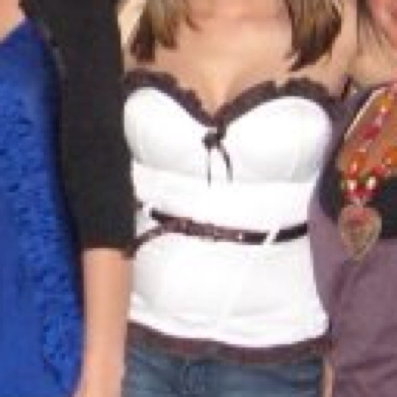 Strapless brown and white top. - Picture 3 of 4