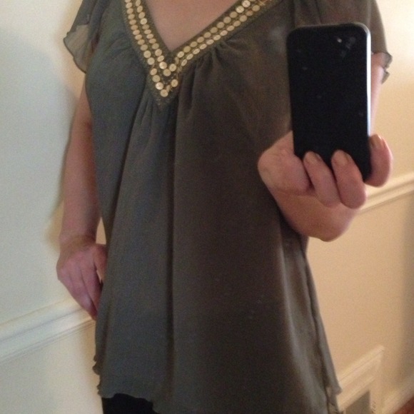 ✨Sheer DKNY Jeans sequined top - Picture 2 of 4