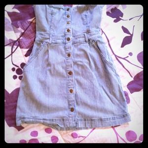 Stretchy striped denim button dress!