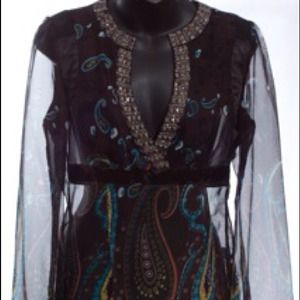 Beautiful embellished black sheer blouse