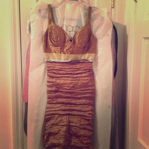 ✂️✂️REDUCED Nicole miller gold bronze ruched dress