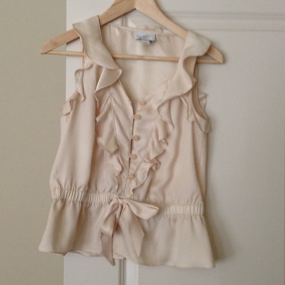 Cream Colored Tie-front Blouse - Picture 3 of 3