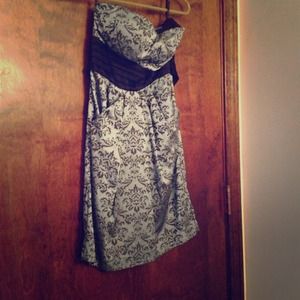 Strapless blue and black dress