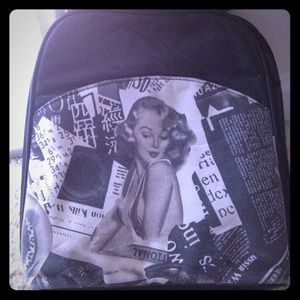Small Backpack with pinup Model on back! Graffiti