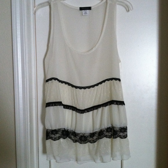 Cream and black sheer top