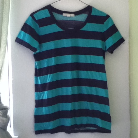 Womens teal and navy striped top