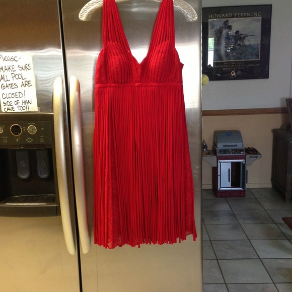 Red cocktail dress.
