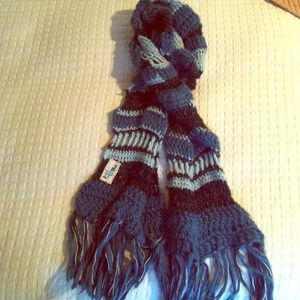 FREE PEOPLE teal mint and grey knit scarf