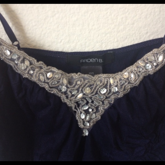 ❌TRADED❌Navy Blue Embellished Arden B Tank Top - Picture 3 of 3