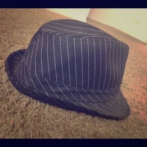 ❌SOLD❌Black Fedora w/ White Pin Stripes!