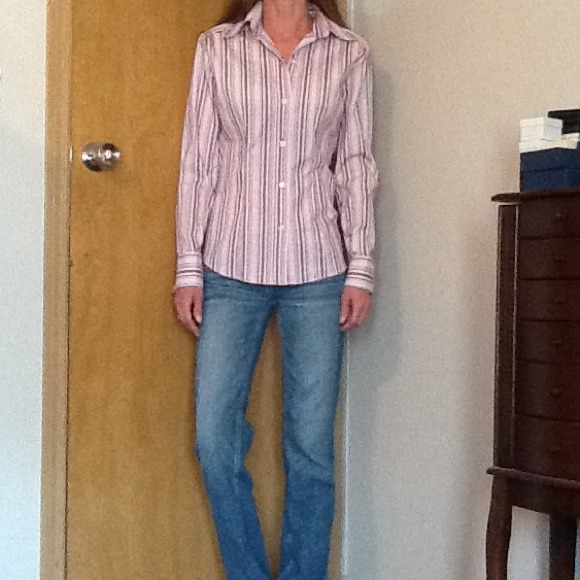 Mauve striped button down shirt - Picture 1 of 3