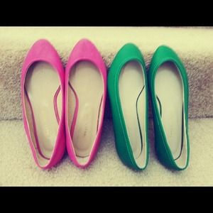 Bundle for u!! * pink& green  flat shoes!
