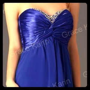 Blue gown bridesmaid prom strapless never worn NEW