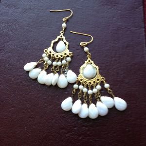 White Chandelier Earrings**