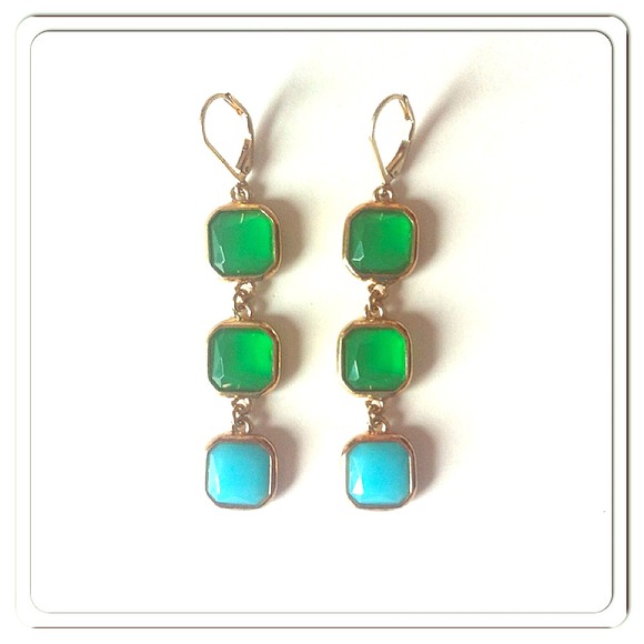 Green and Aqua Drop Earrings