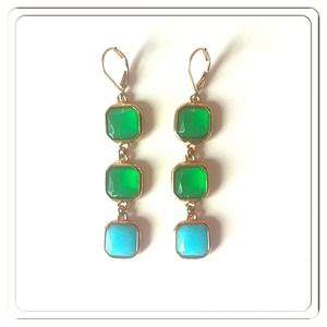 Green and Aqua Drop Earrings