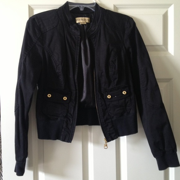 Guess black jacket with gold accents