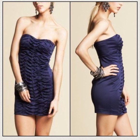 bebe Indigo "Pixie" Strapless Pintucked Dress