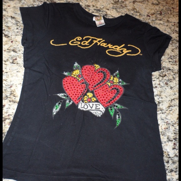 Ed Hardy embellished tee XS