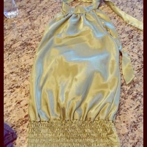 Mint satin halter top