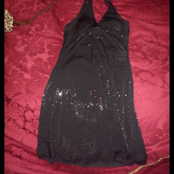 Black shimmery halter dress
