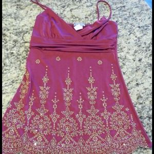 Magenta and gold spaghetti tank