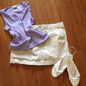 Cute khaki mini skirt and beaded tank