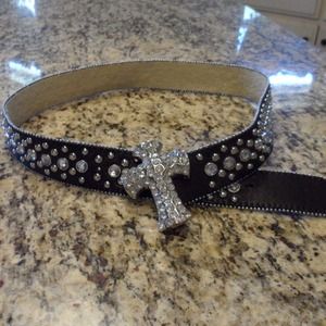 Rhinestone belt with cross