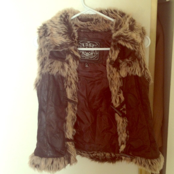 Brown faux fur vest