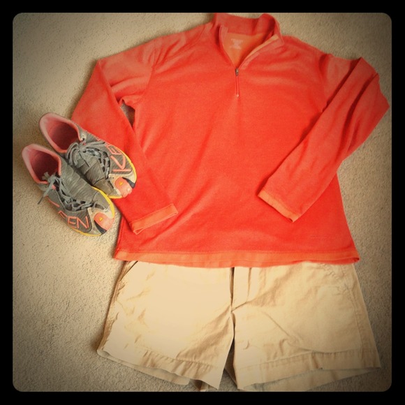 Orange Patagonia 3/4 zip shirt