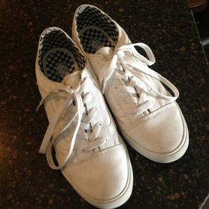 White Vans with checkered design