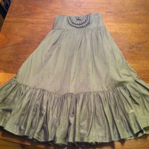Olive green strapless dress