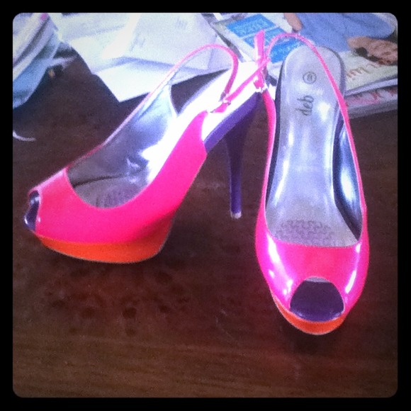 Bright multi colored heels