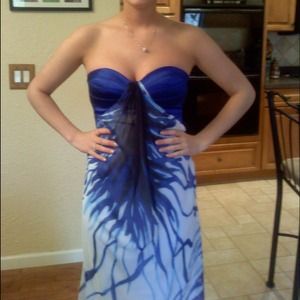 Blue and white prom dress