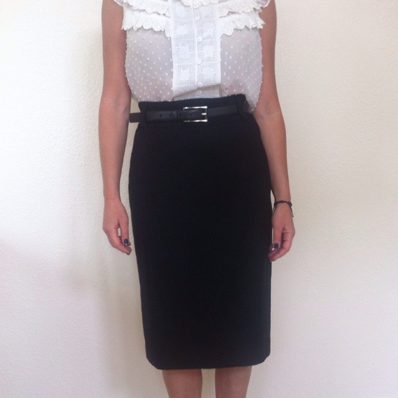 Banana republic black wool pencil skirt