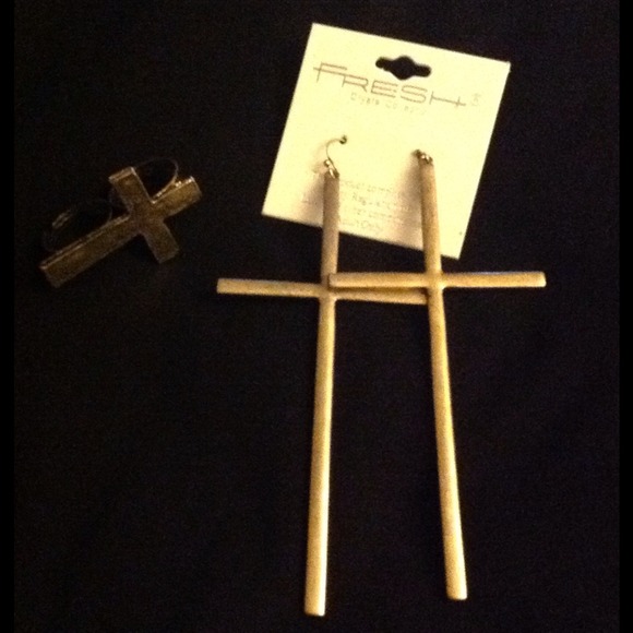 Gold cross earrings
