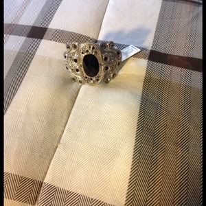 Silver Bangle w/ Black Stone