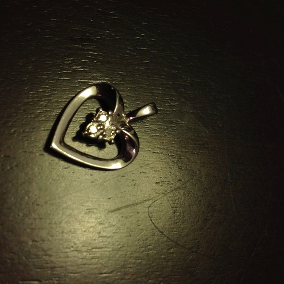 Jewelry - Two 10k white gold heart charm diamond bundle