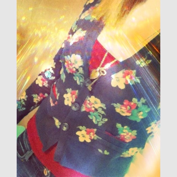 Floral print button up sweater