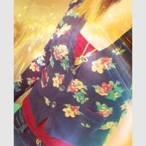 Floral print button up sweater