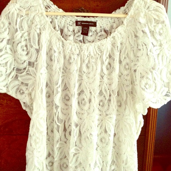 Crocheted white floral shirt