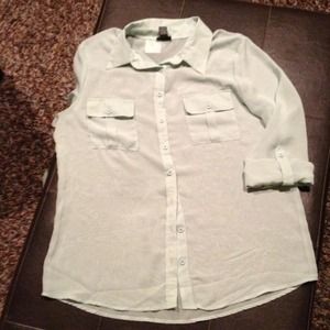 Light mint green,sheer high-low top