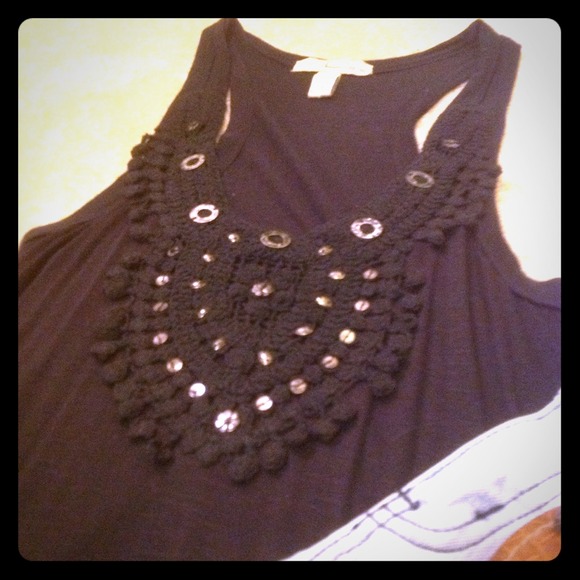 American Rag Black Tank with Silver Pieces