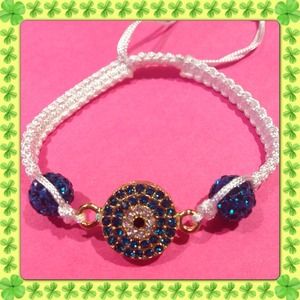 🐳White Cord Evil Eye with Turquoise Crystal Balls