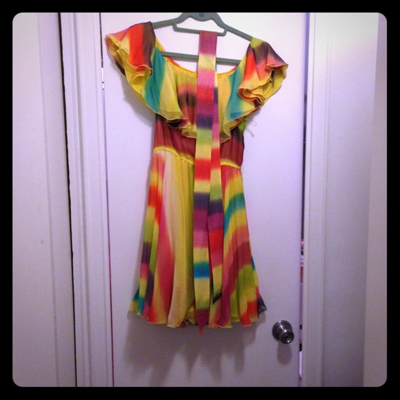 Alice + Olivia Dresses & Skirts - Alice + Olivia rainbow color silk dress,almost new